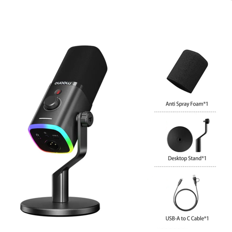 Maono PD100X USB/XLR Dynamic Microphone - Black