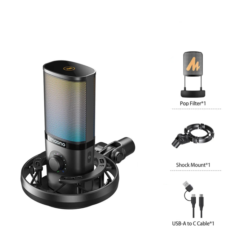 Maono PM450 StreamerWave USB Condenser Microphone Boom ARM Bundle - Black