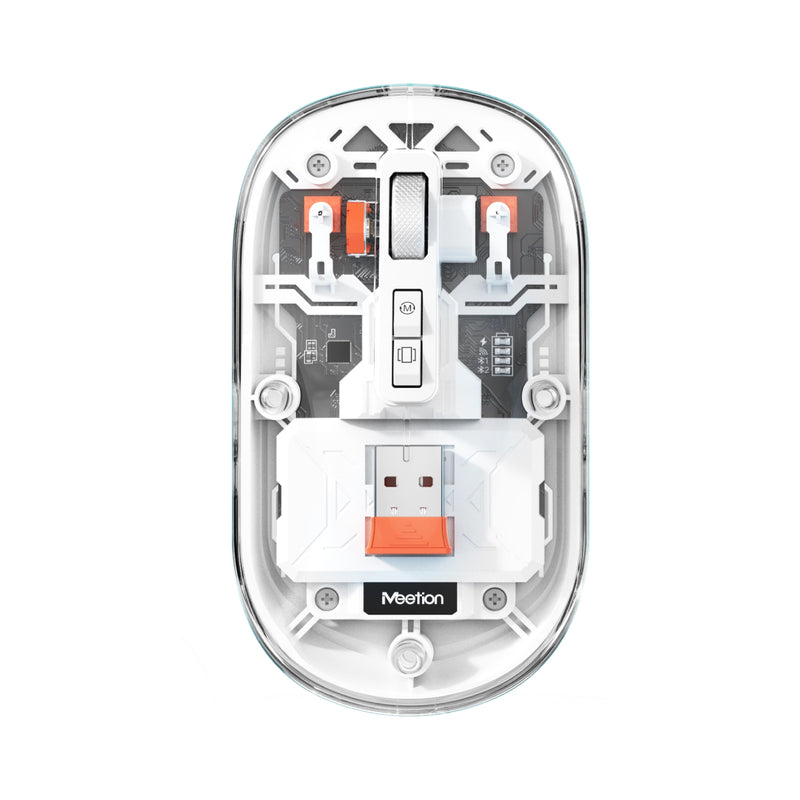 Meetion Mouse Wireless 2.4g, Bluetooth Type-C Charging 4 levels of adjustable DPI - Silver