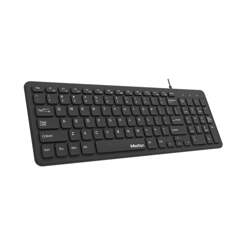 Meetion MT-K410 Wired Ergonomic Design UV layout not Easy to Remove High-Quality Membrane Keyboard (Arabic & English) - Black