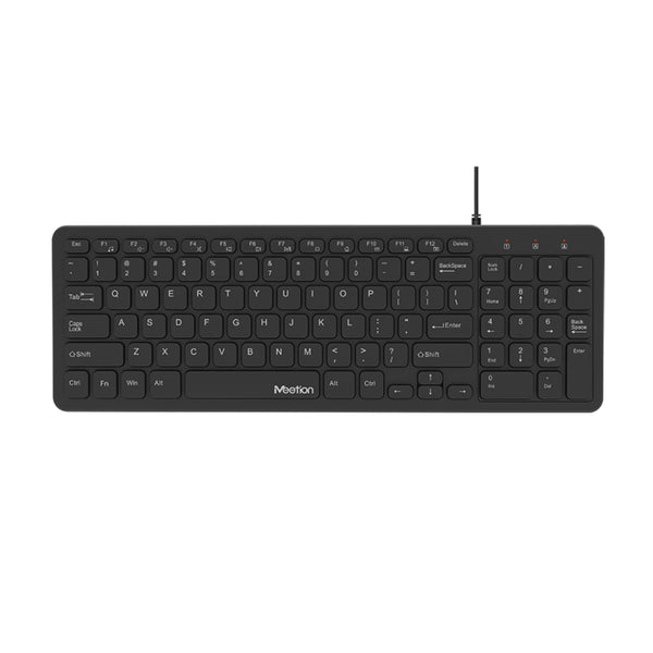Meetion MT-K410 Wired Ergonomic Design UV layout not Easy to Remove High-Quality Membrane Keyboard (Arabic & English) - Black