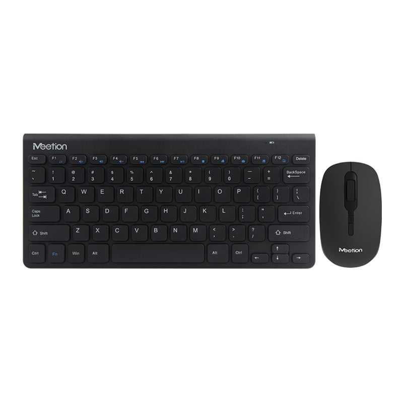 Meetion Mini 4000 Keyboard and Mouse Combo Wireless 2.4GHz USB Nano Receiver Power-Efficient Wireless Technology (English) - Black