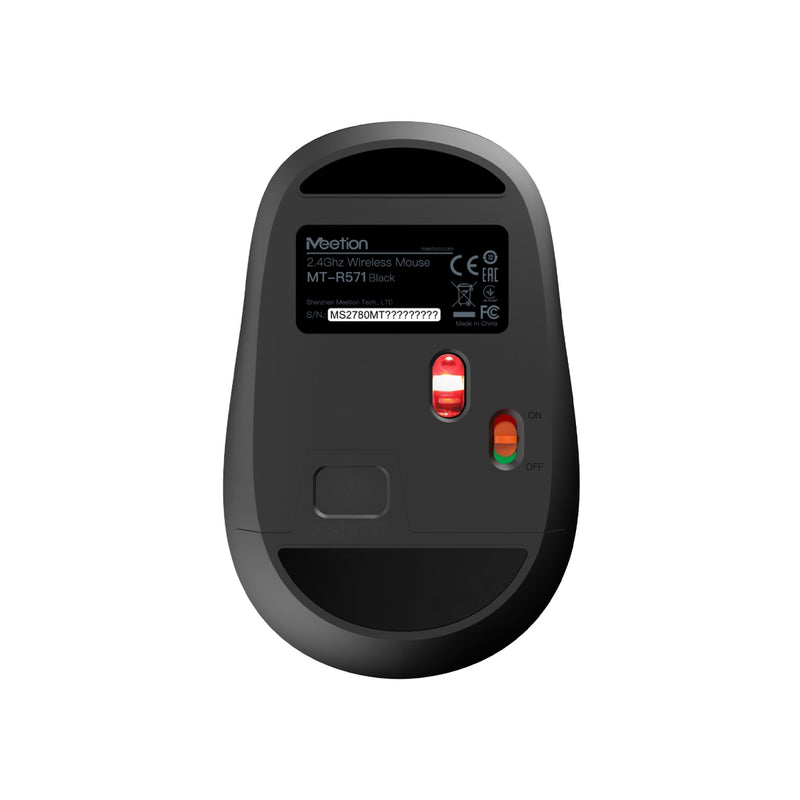 Meetion R571 Wireless Office Mouse 2.4G Quiet Buttons Adjustable DPI Plug and Play - Black