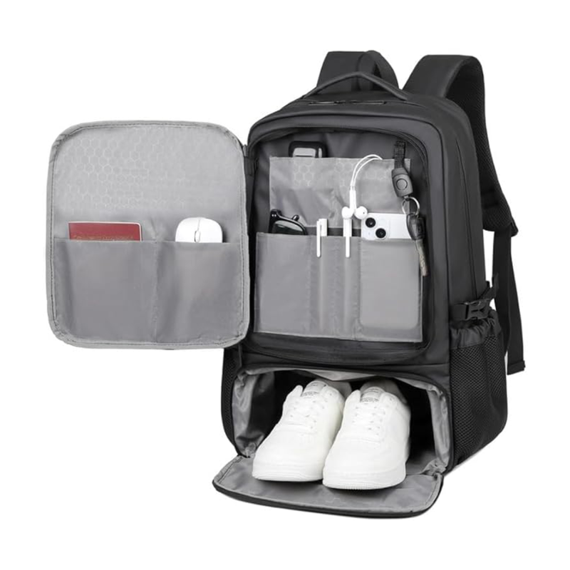 Meinaili Multi-Functional Waterproof, Expandable, Shoes Storage, Business Backpack, Laptop 17 inch Large Capacity AT-7 - Black