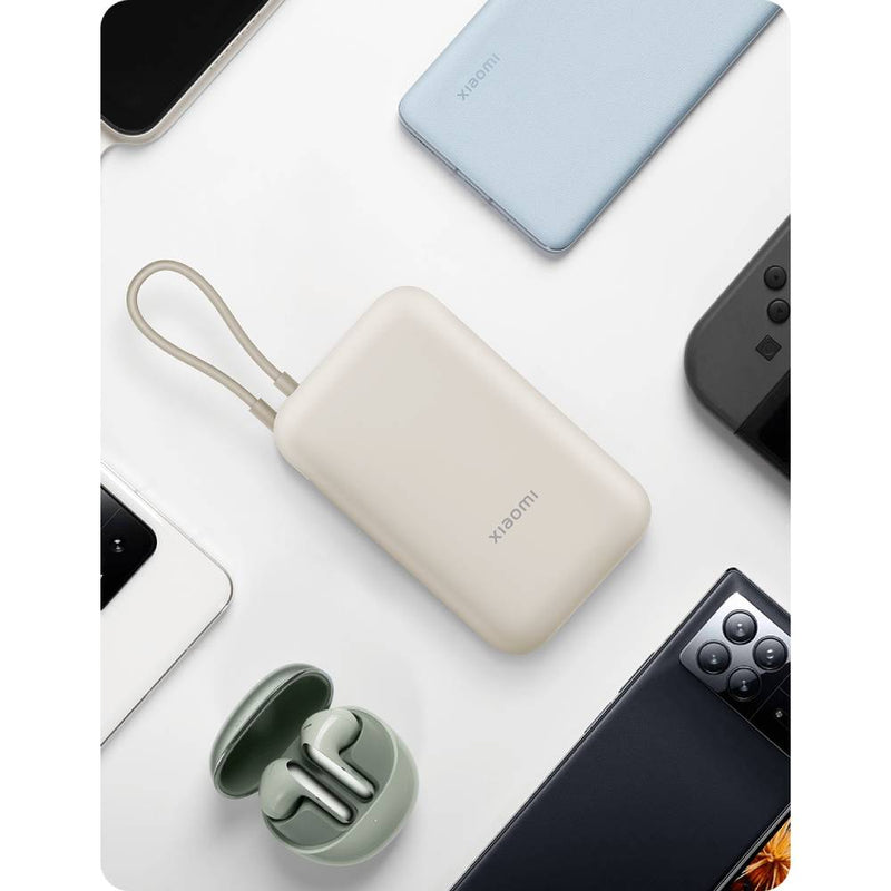 Mi Xiaomi Power Bank 10000mAh integrated Cable, Type-C 22.5W two-way fast charging cable - Tan