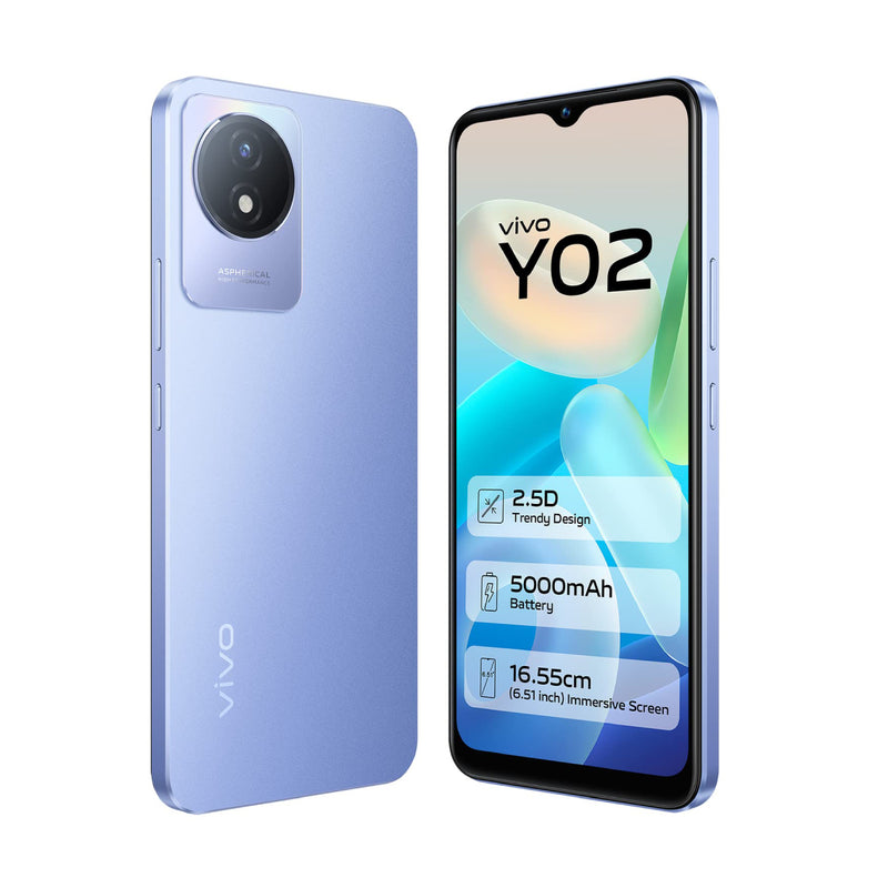 Vivo Y02 Dual SIM, 2GB RAM, 32GB, 5000 mAh - Orchid Blue