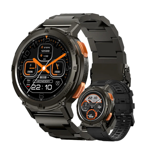 KOSPET TANK T2 Smartwatch Double Staps(stainless steel & silicon) - Black Special Edition