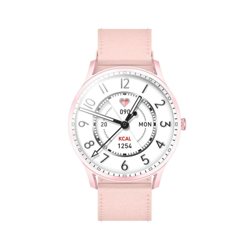 Kieslect Lora, Lady Calling Watch, Stable BT 5.2 Calling, Double Straps(Leather Strap) - Pink