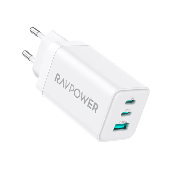 RAVPower RP-PC172 PD 65W 3-Port Wall Charger - White