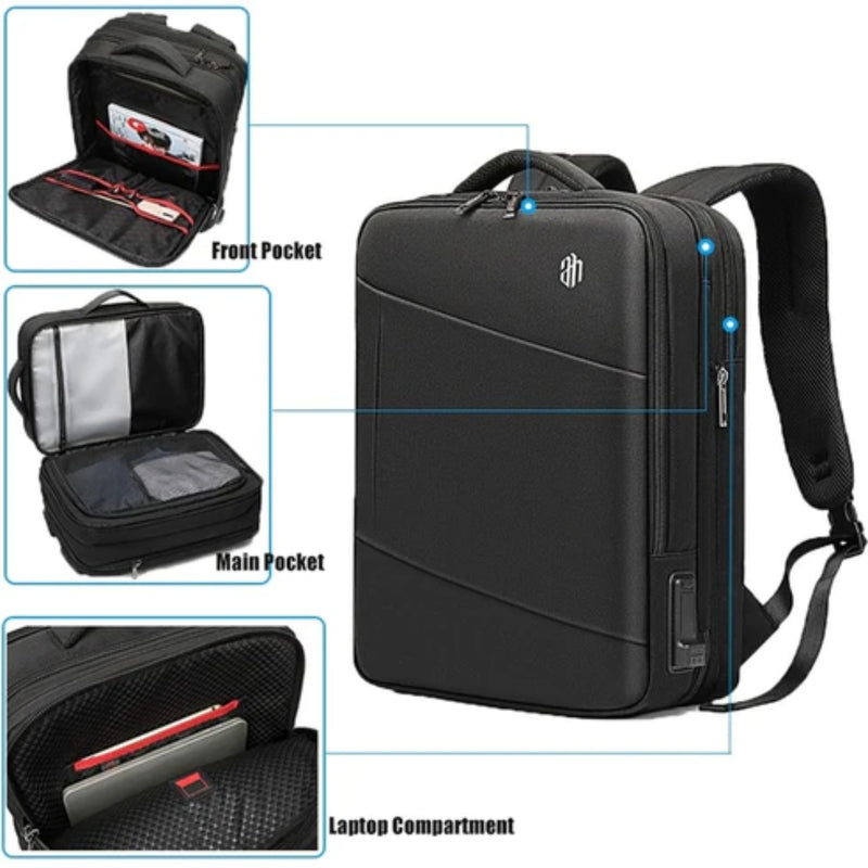 ARCTIC HUNTER B00345 Travel bag for 15.6" laptop back with USB port Water Resistant - Black