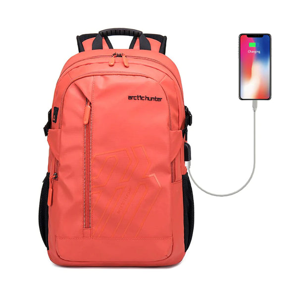 ARCTIC HUNTER B00387 15.6 -Inch Multi Functional Travel Laptop Waterproof Backpack - Orange