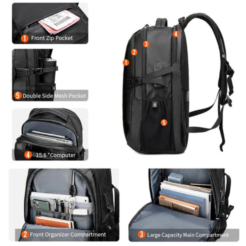 ARCTIC HUNTER B00388 15.6-inch Light Large Capacity Travel Business Waterproof Backpack USB Outport - Black