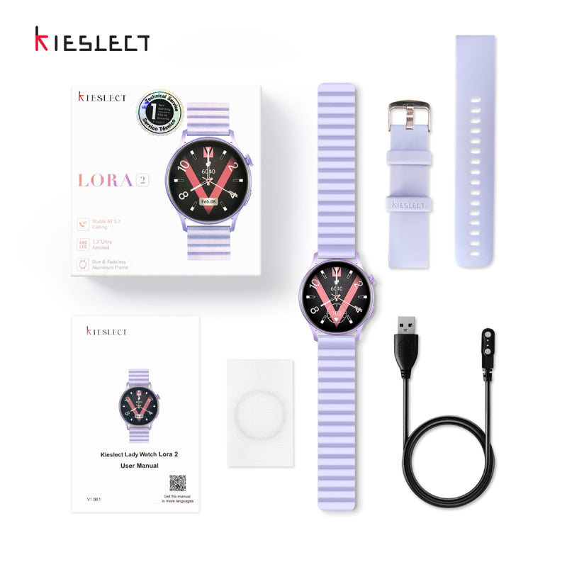 Kieslect Lora 2 Lady Watch, AMOLED Display, IP68, Lightweight, SpO2 Monitor - Purple