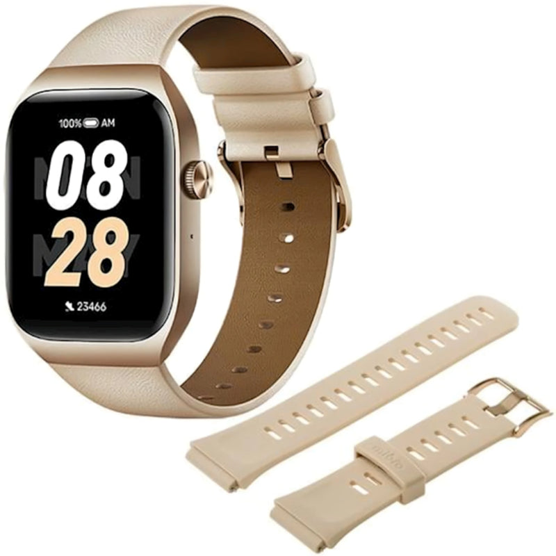 Mibro T2 Calling Smart Watch, Bluetooth Calling, 105 modes, Double Strap - Light Gold