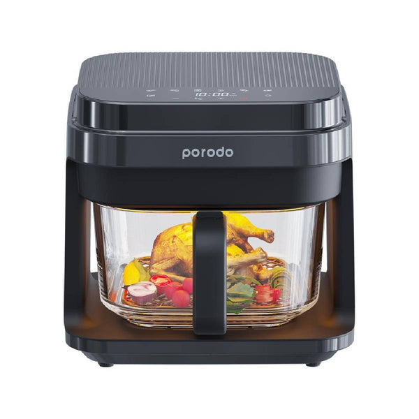 Porodo Lifestyle 5.5L Capacity Full Glass Air Fryer Cooked Perfectly with Advanced Heat Circulation - Black