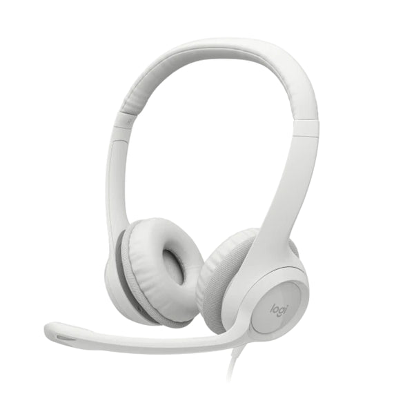 Logitech H390 USB Computer Headset With Enhanced Digital Audio And In-Line Controls - White