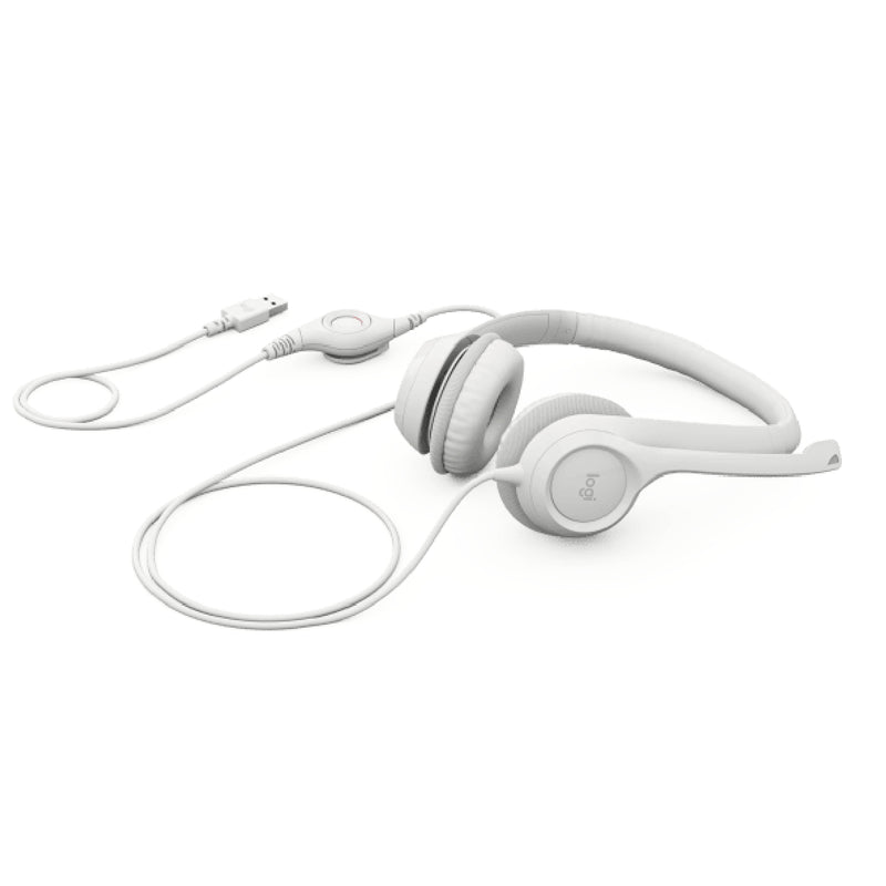Logitech H390 USB Computer Headset With Enhanced Digital Audio And In-Line Controls - White