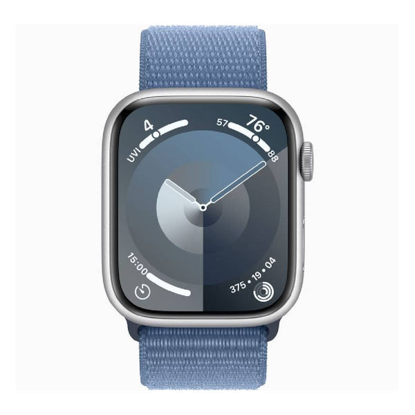 Apple Watch Series 9 45mm (S/L), GPS, Titanium Case With Winter Blue Sport Loop - Silver
