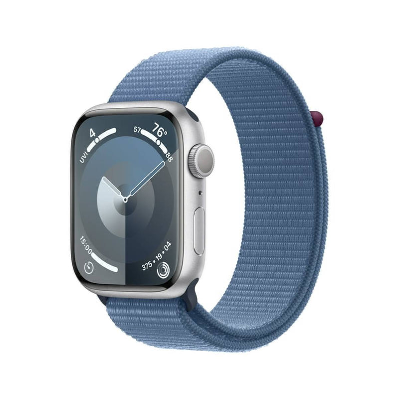 Apple Watch Series 9 45mm (S/L), GPS, Titanium Case With Winter Blue Sport Loop - Silver