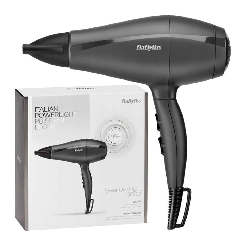Babyliss Hairdryer 2000W for Fast Drying, 5910E - Black