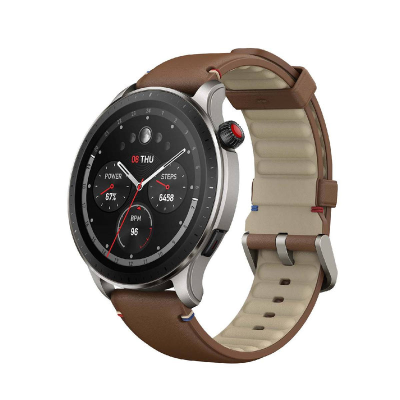 Amazfit GTR 4 AMOLED, 1.43" inches, 14 days Battery Life, 154 Sports Modes, Alexa Built-in - Vintage Brown Leather