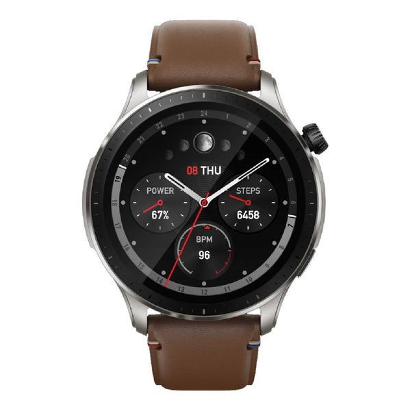 Amazfit GTR 4 AMOLED, 1.43" inches, 14 days Battery Life, 154 Sports Modes, Alexa Built-in - Vintage Brown Leather