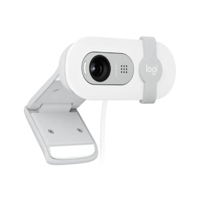 Logitech Brio 100 Full HD 1080p webcam with auto-light balance, integrated privacy shutter, and built-in mic -White