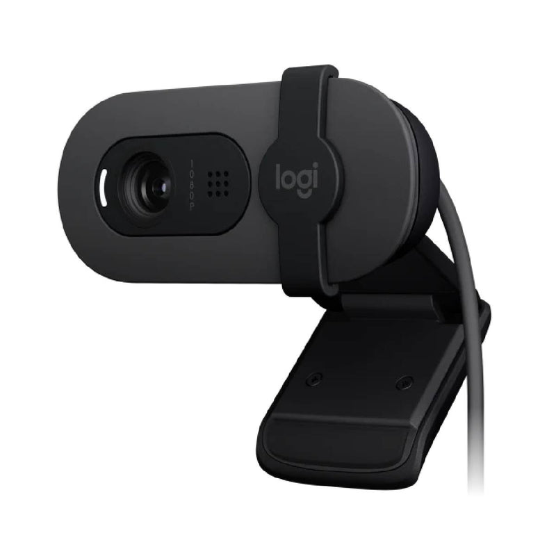 Logitech Brio 100 Full HD 1080p webcam with auto-light balance, integrated privacy shutter, and built-in mic -Black