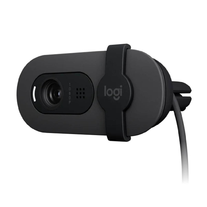 Logitech Brio 100 Full HD 1080p webcam with auto-light balance, integrated privacy shutter, and built-in mic -Black