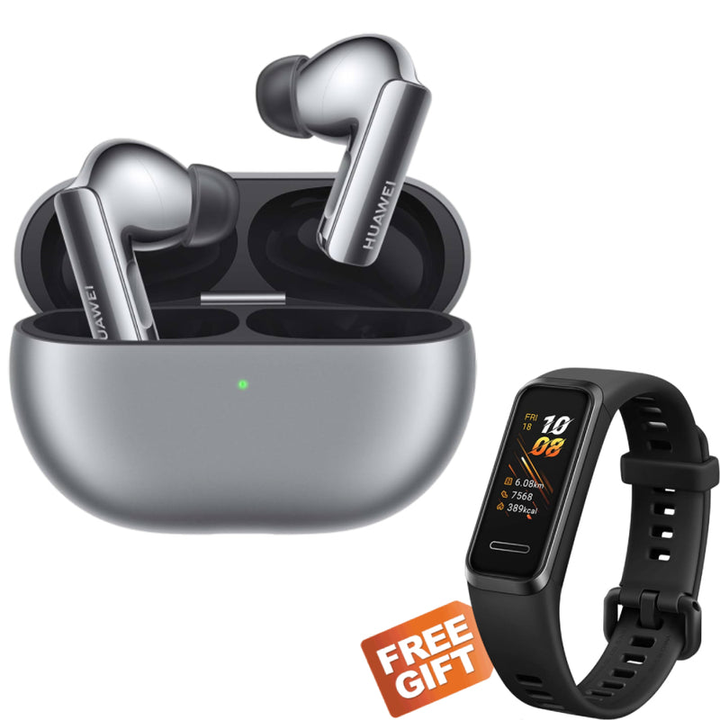 HUAWEI FreeBuds Pro 3, Dual Speaker, Dual Device Connection, IP54  – Silver Frost + Huawei Band 4 Black Gift🎁