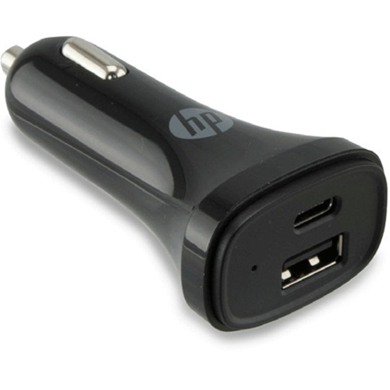 HP USB-A + USB Type-C Car Charger Multi Power Solution - Black