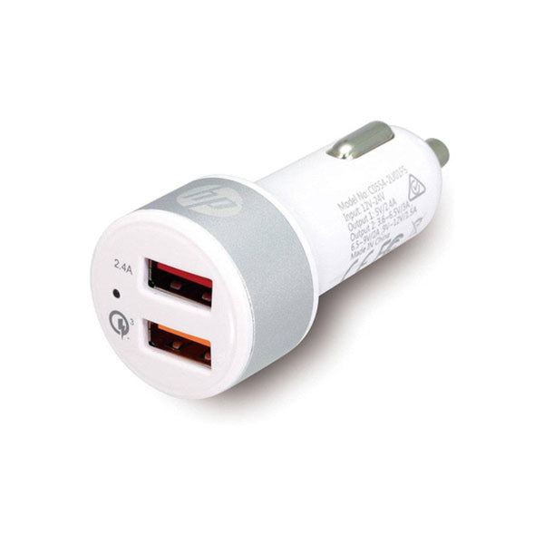 HP USB+QC3.0 Car Charger Multi Power Solution - White