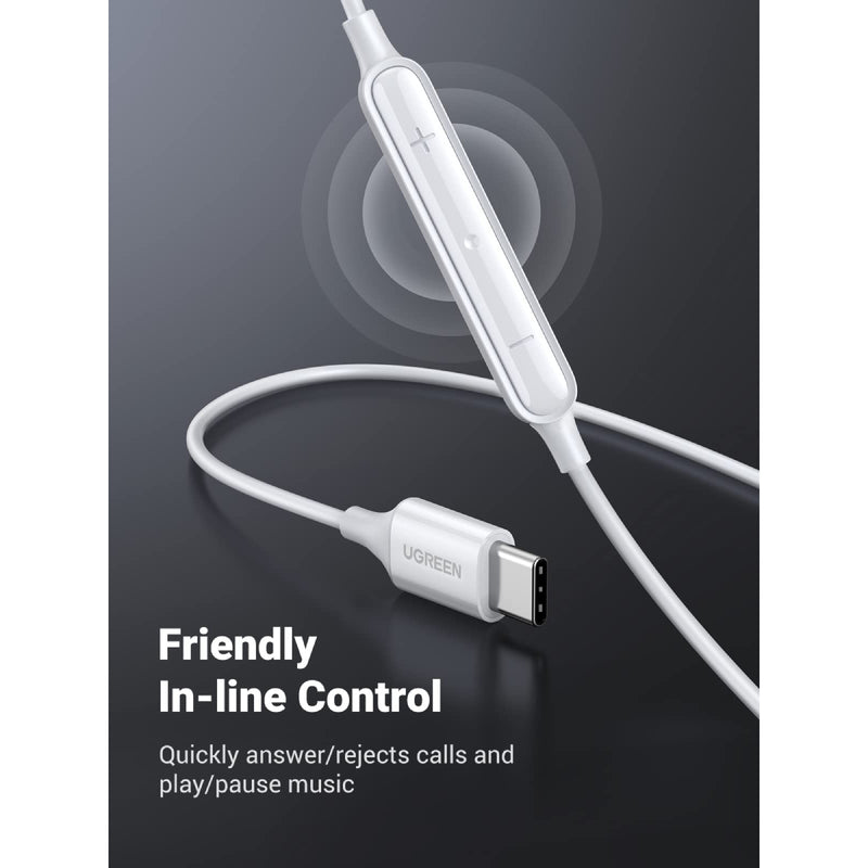 Ugreen Wired Earphones With Type-C Connector - White