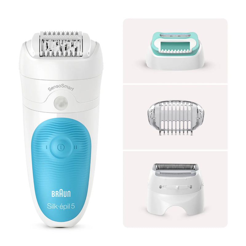 Braun Silk-epil 5 Wet & Dry Epilator Machine, SensoSmart, SES5-610 - Blue