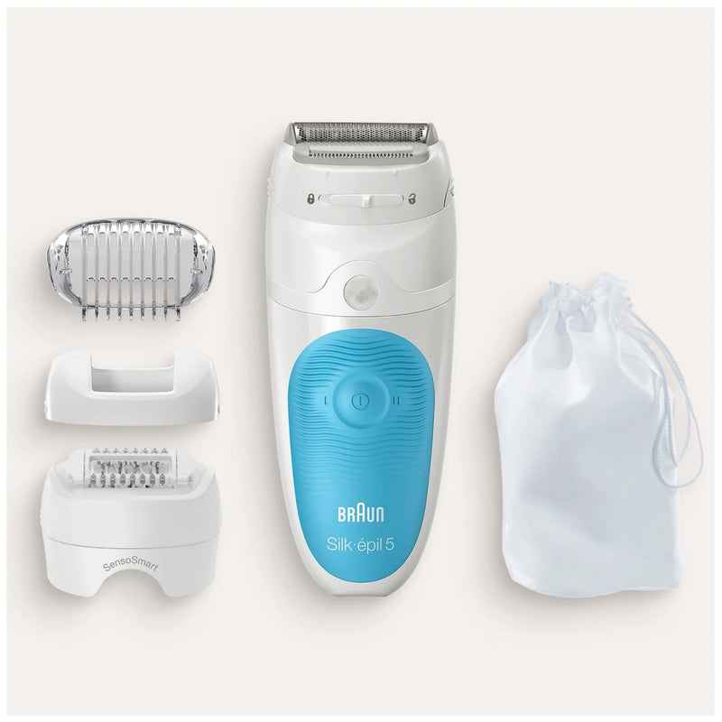 Braun Silk-epil 5 Wet & Dry Epilator Machine, SensoSmart, SES5-610 - Blue