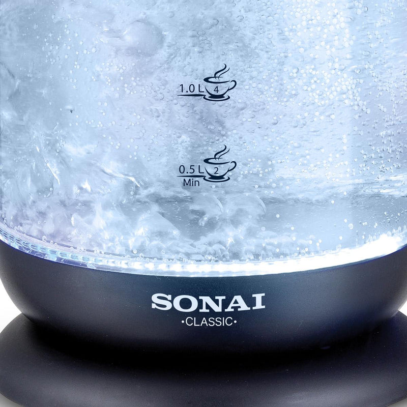 Sonai Kettle Classic MAR-3752, 2200 Watt 1.7L Bright LED lights - Black