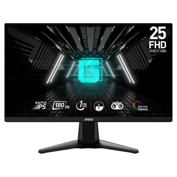 MSI G255F 24.5 Inch FHD Gaming Monitor - 1920 x 1080 Rapid IPS Panel, 180 Hz / 1ms (GtG), 99% sRGB Colour Gamut, Adaptive-Sync - DP 1.2a, HDMI 2.0b - Black