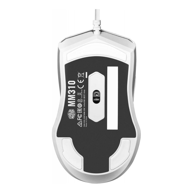 Cooler Master MM310 Wired Gaming Mouse, Adjustable 12,000 DPI, Optical Sensor, Ultra weave Cable, PTFE Feet, RGB Lighting - White