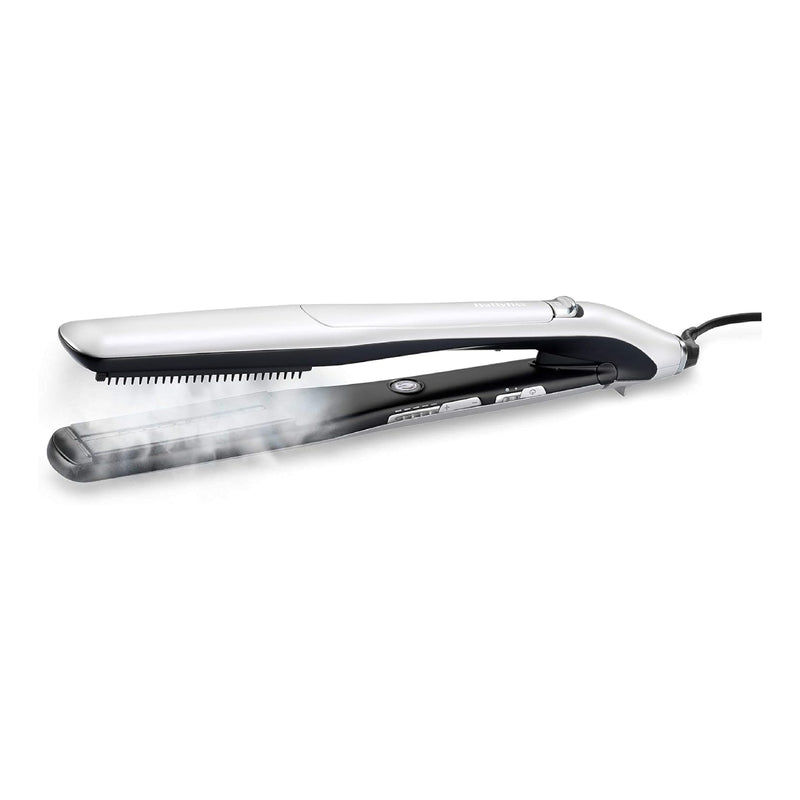 BaByliss Steam Lustre Professional Hair Straightener, Advanced Ceramic, 5 Heat Settings from 170-210°C, ST595E – Silver