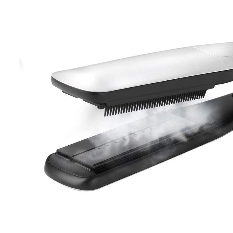 BaByliss Steam Lustre Professional Hair Straightener, Advanced Ceramic, 5 Heat Settings from 170-210°C, ST595E – Silver