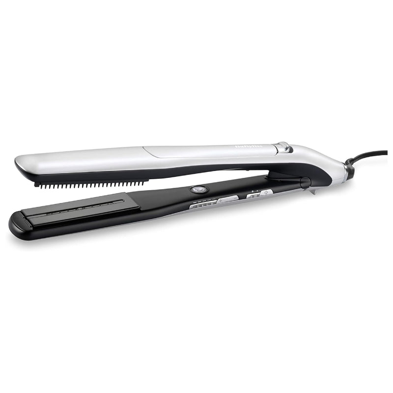 BaByliss Steam Lustre Professional Hair Straightener, Advanced Ceramic, 5 Heat Settings from 170-210°C, ST595E – Silver