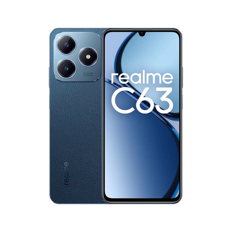 Realme C63 Dual SIM, 128GB, 6GB RAM, 4G LTE - Leather Blue