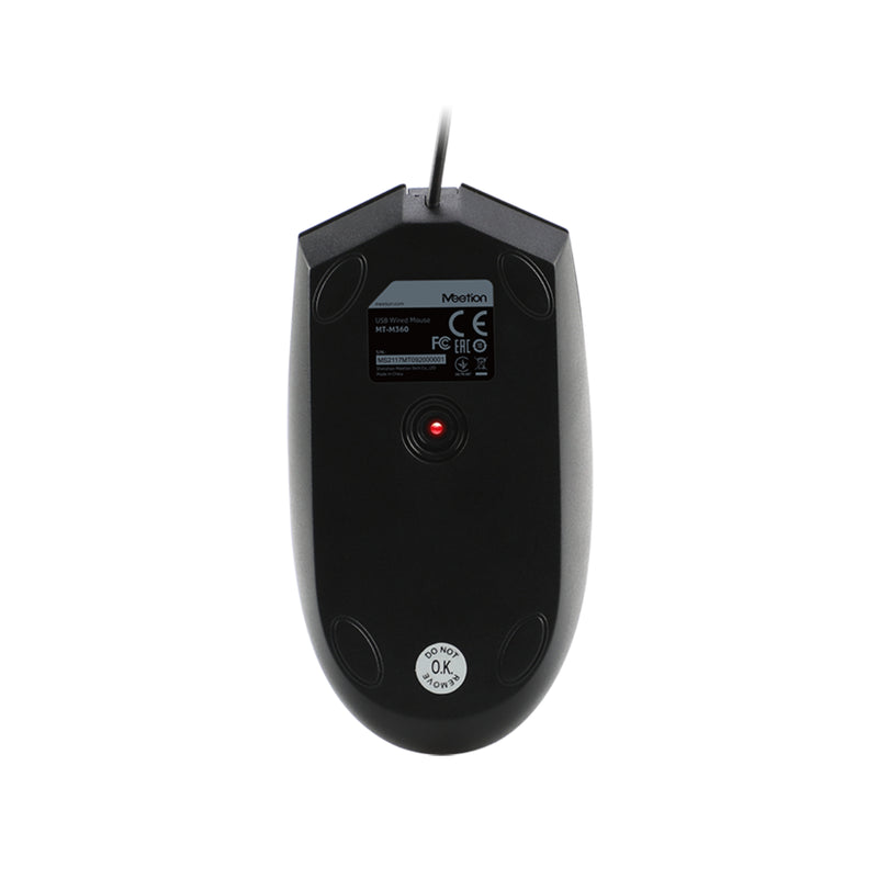 Meetion MT-M360 Wired Mouse 2+1 Buttons, Anti-skid Scroller - Black