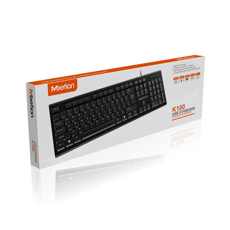 Meetion MT-K100 USB Standard Wired Keyboard - Black