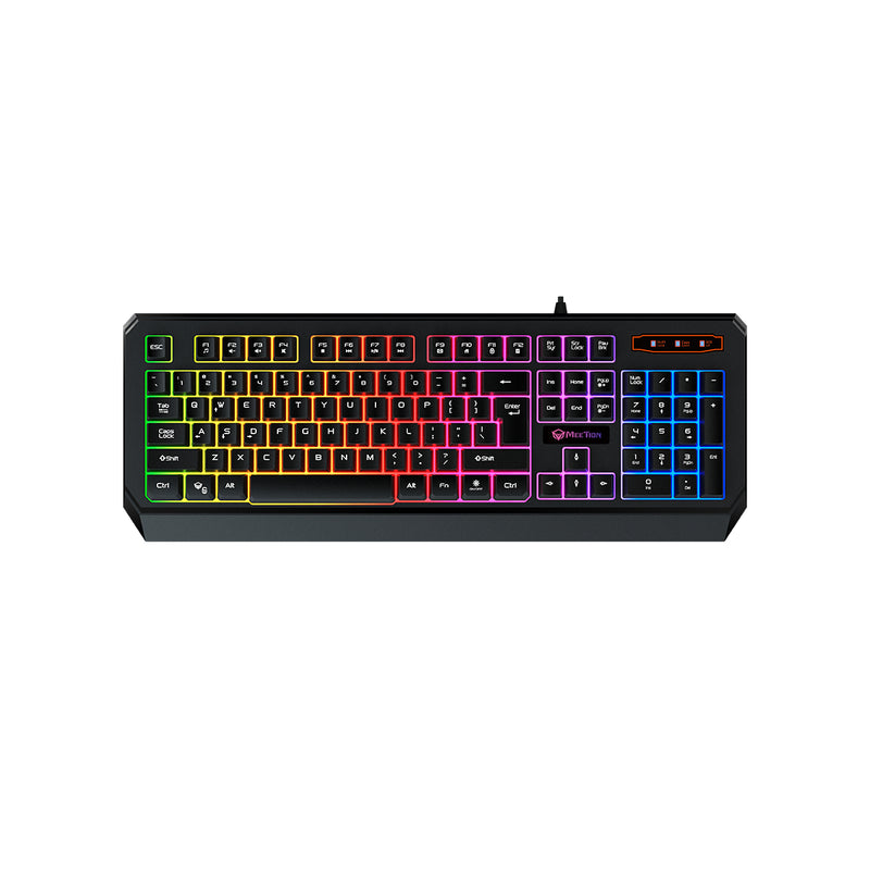 Meetion MT-K9320 Rainbow Backlit Arabic Wired Gaming Keyboard - Black