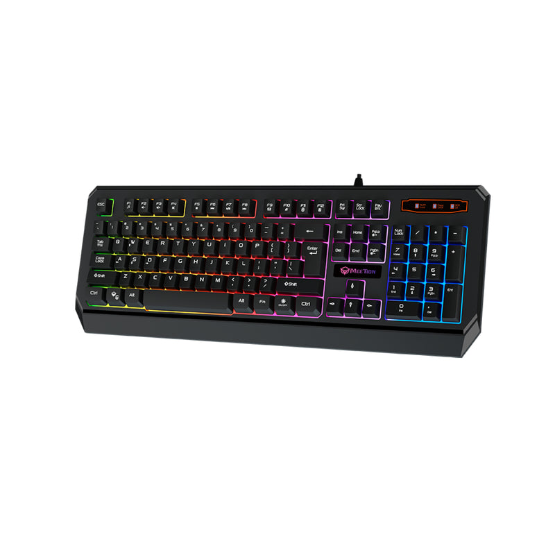 Meetion MT-K9320 Rainbow Backlit Arabic Wired Gaming Keyboard - Black