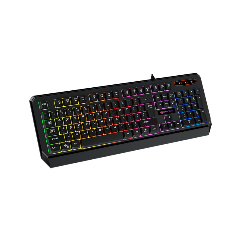 Meetion MT-K9320 Rainbow Backlit Arabic Wired Gaming Keyboard - Black