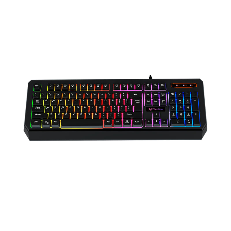 Meetion MT-K9320 Rainbow Backlit Arabic Wired Gaming Keyboard - Black