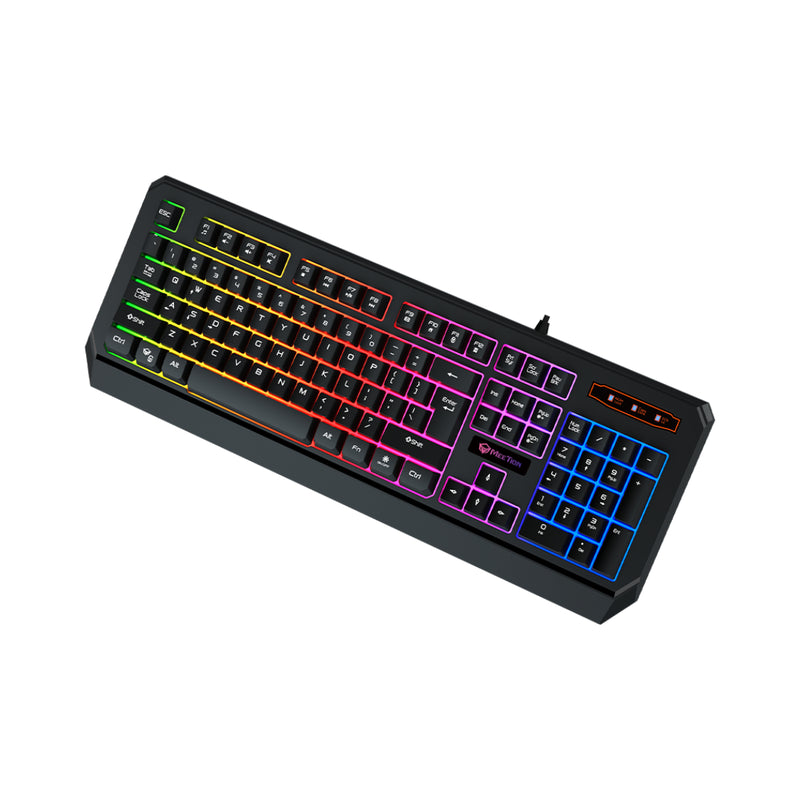 Meetion MT-K9320 Rainbow Backlit Arabic Wired Gaming Keyboard - Black