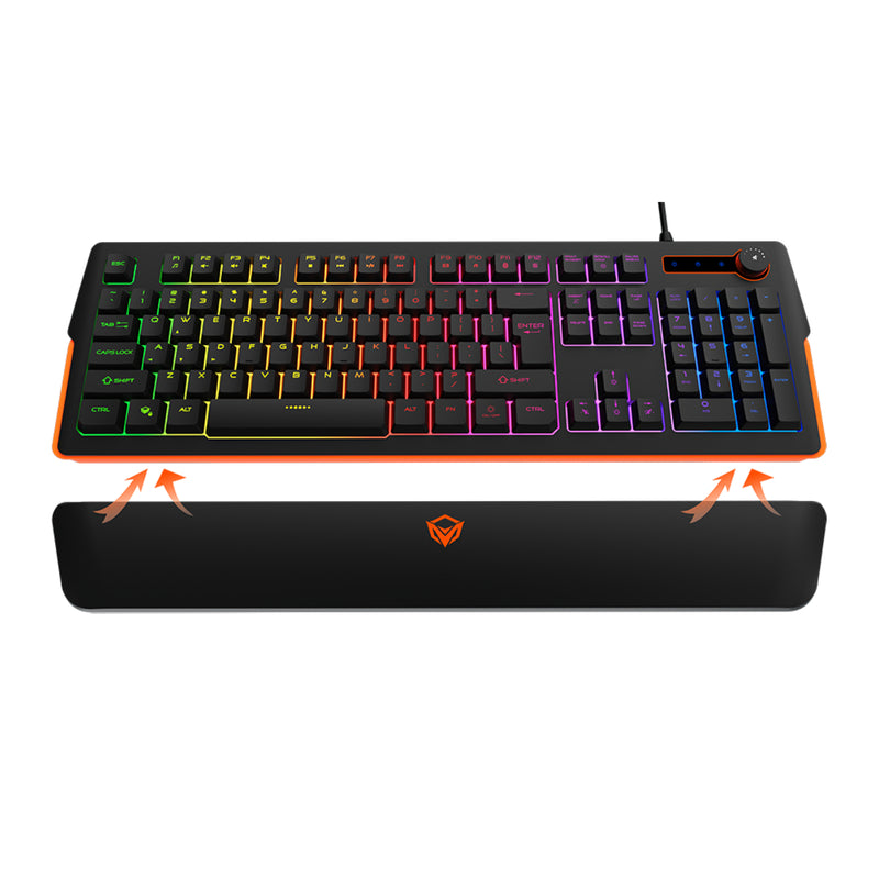 Meetion MT-K9520 RGB Magnetic Wrist Rest Arabic Wired Gaming Keyboard - Black